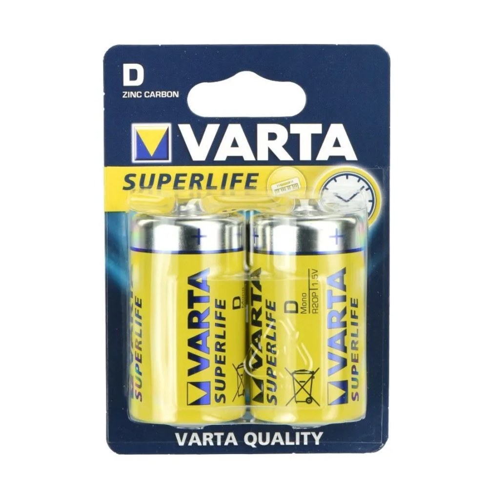 Zinková baterie Varta Superlife R20 (D-Type) - 2 kusy