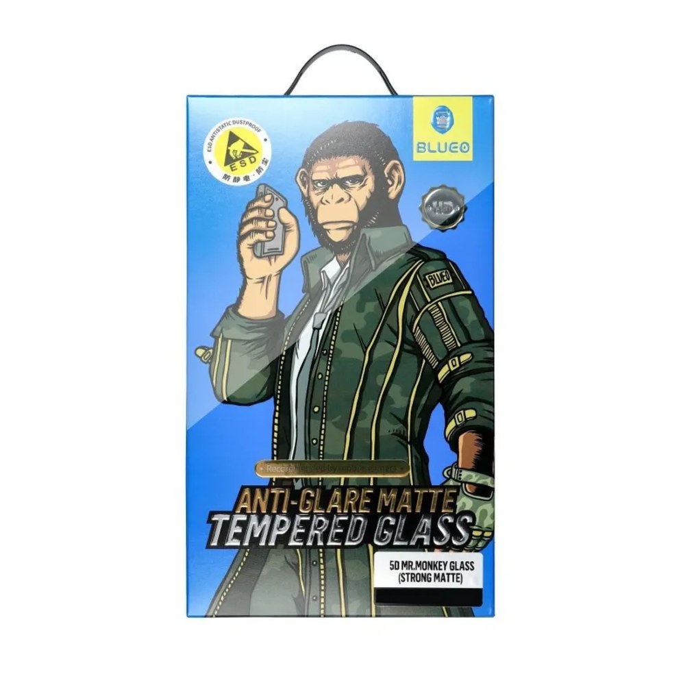 5D sklo Mr. Monkey Glass – Apple iPhone 12 / 12 Pro (6,1") černé (silně matné)