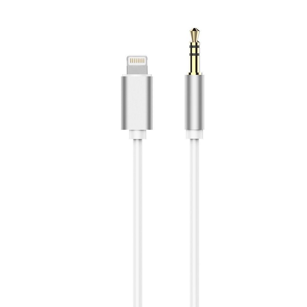 Adaptér HF/audio pro iPhone Lightning 8-pin + Jack 3,5mm bílý kabel (samec)