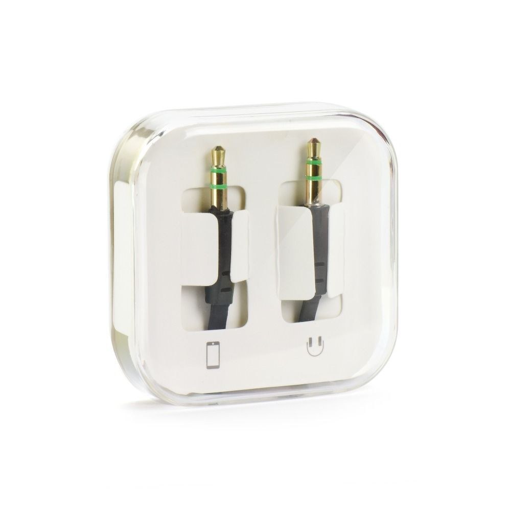 Plochý AUX kabel 3,5mm Jack black v BOXu