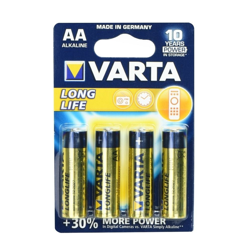 Alkalická baterie Varta R6 (AA) 4 ks. Dlouhý život