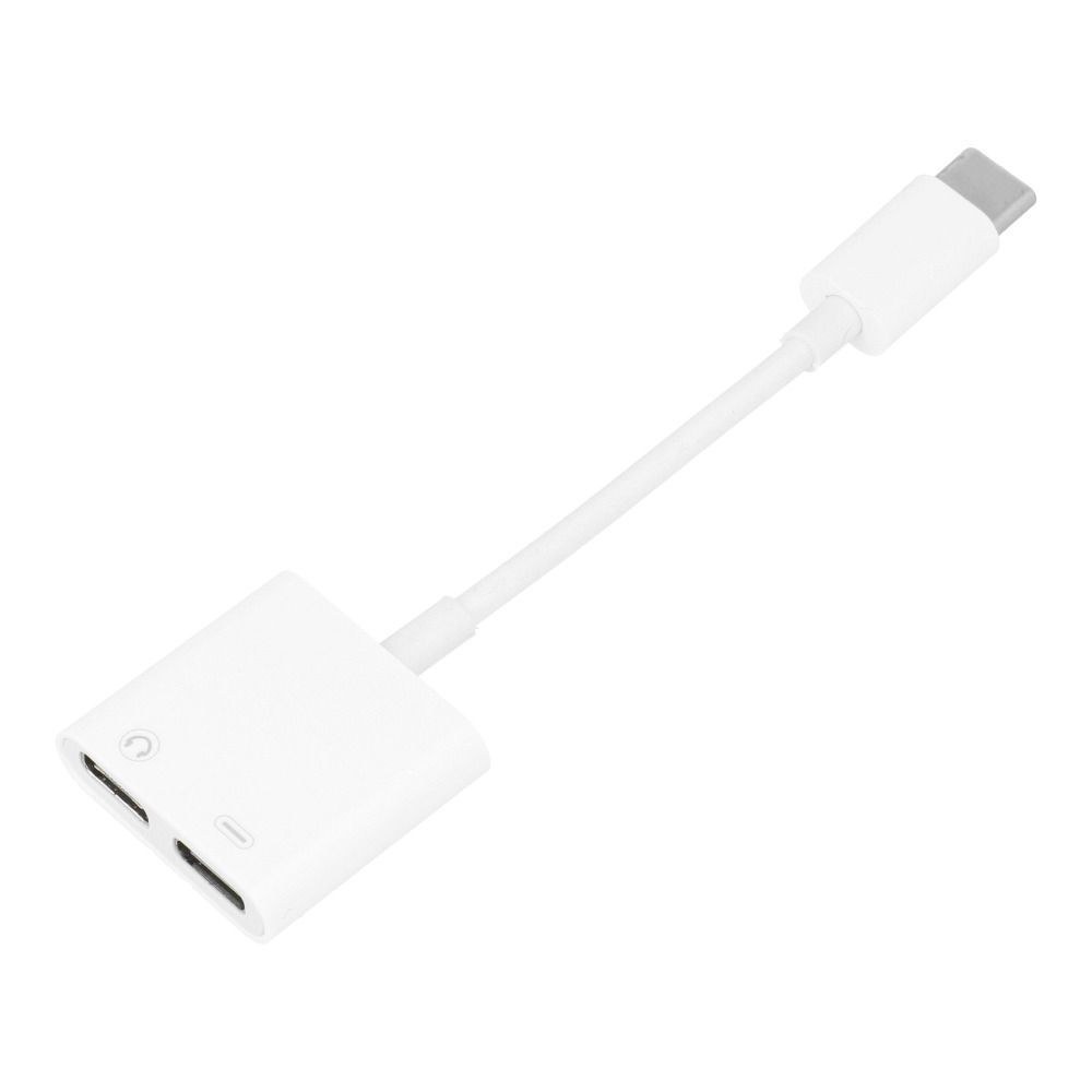 Adaptér HF/audio + nabíjecí typ C na typ C bílý BOX