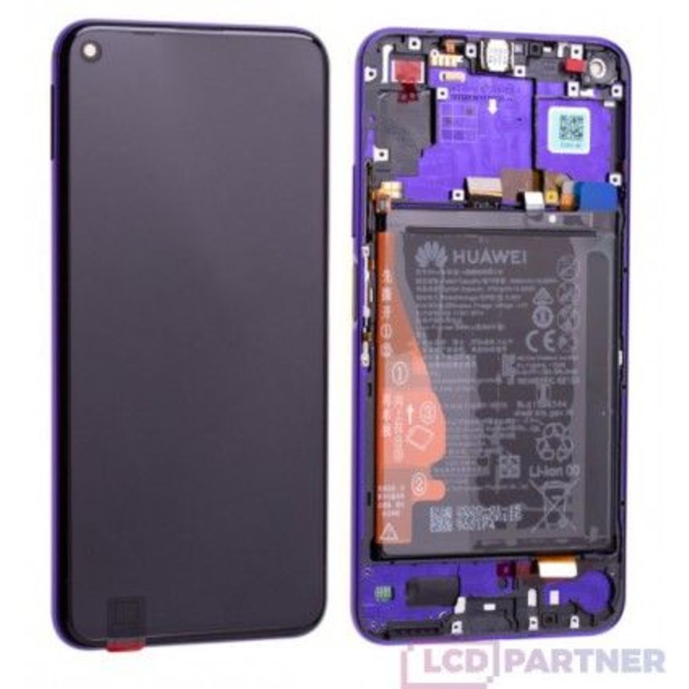 Huawei Nova 5T (YAL-L21) LCD + dotyková deska + rám + malé části fialová - originál