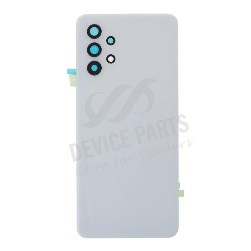 Kryt baterie + lepidlo na kryt baterie + čočka a rámeček zadního fotoaparátu pro Samsung Galaxy A32 White Originál
