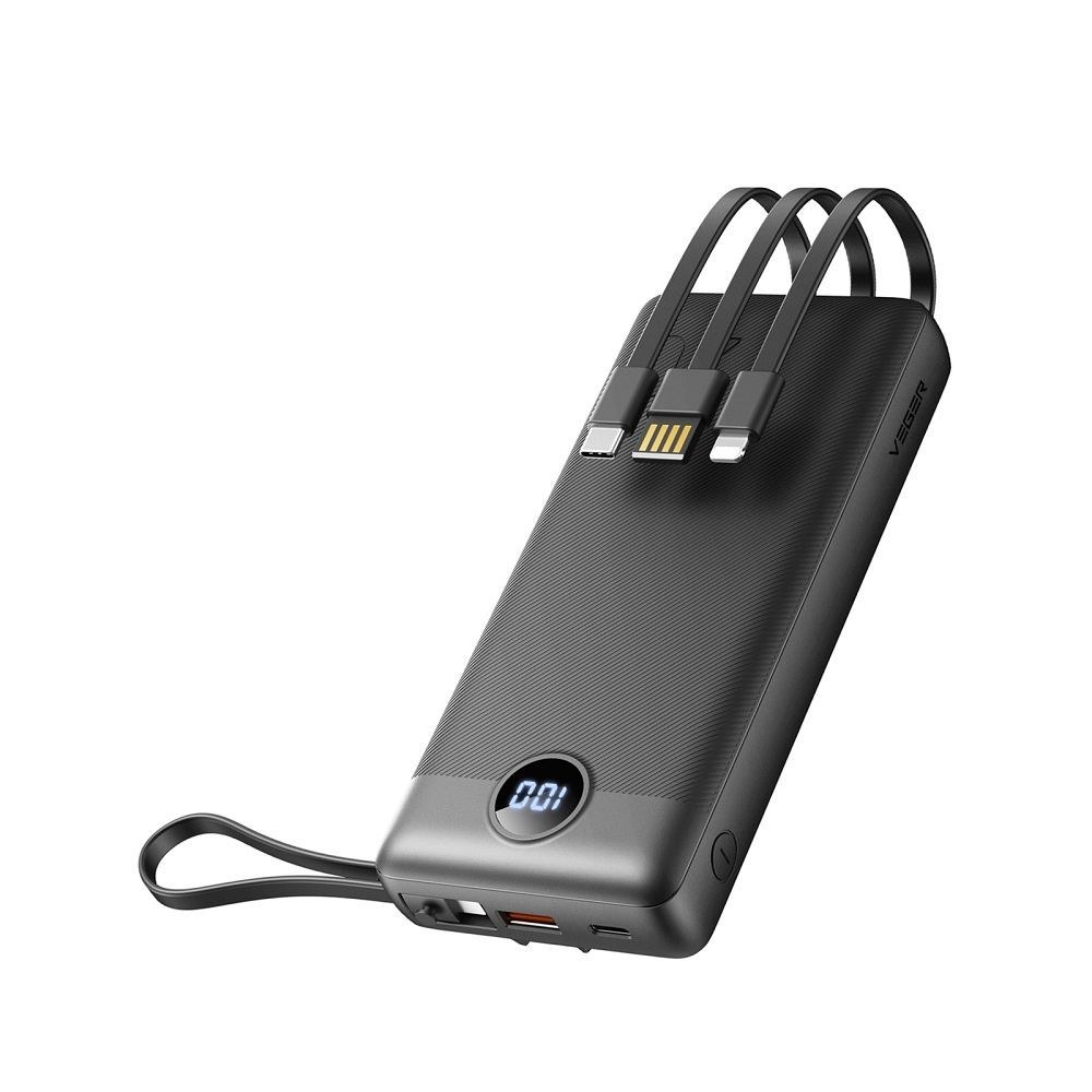 Power banka VEGER C20 - 20 000 mAh (Micro + Typ C + Lightning 8-pin) černá