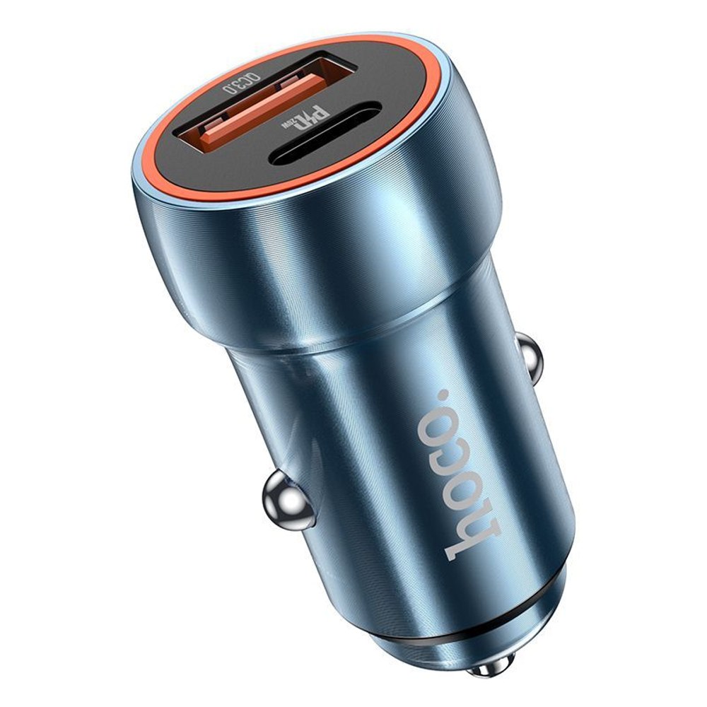 HOCO nabíječka do auta typ C + USB QC3.0 Power Delivery 20W Z46A safírově modrá