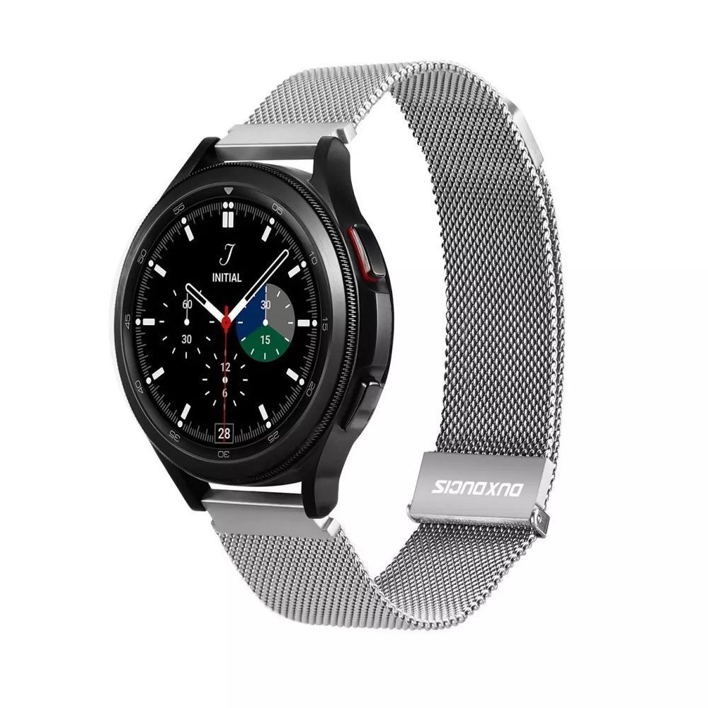 DUX DUCIS Milanese - magnetický řemínek z nerezové oceli pro Samsung Galaxy Watch / Huawei Watch / Honor Watch (20mm pásek) stříbrný