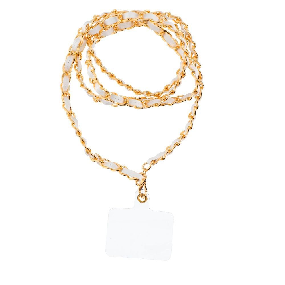 Přívěsek STRAP na telefon / délka kabelu 116cm (58cm do poutka) / na krk - bílá