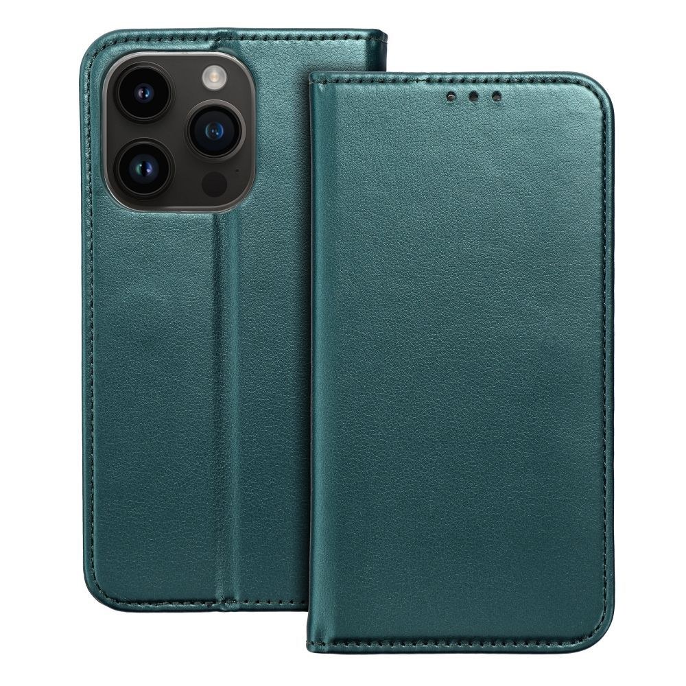 Chytré pouzdro na knížku Magneto pro IPHONE 15 PLUS tmavě zelené