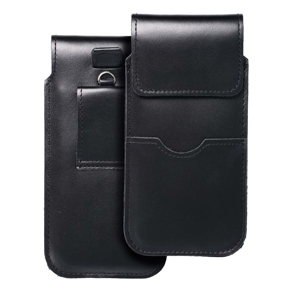 ROYAL - Kožená univerzální kapsa s klopou / černá - Velikost XL - IPHONE 13 PRO MAX / 14 PRO MAX / SAMSUNG S21 PLUS / S20 FE / A50 / A51 5G / HUAWEI P30 PRO / P40 PRO / OPPO A98 5G