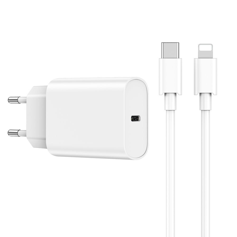 Cestovní nabíječka WIWU Wi-U001 PD 20W 1x USB-C bílá + kabel USB-C - Lightning
