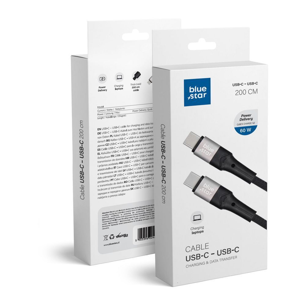 Datový kabel Blue Star - s konektorem USB C na USB C 3A 60W 2m