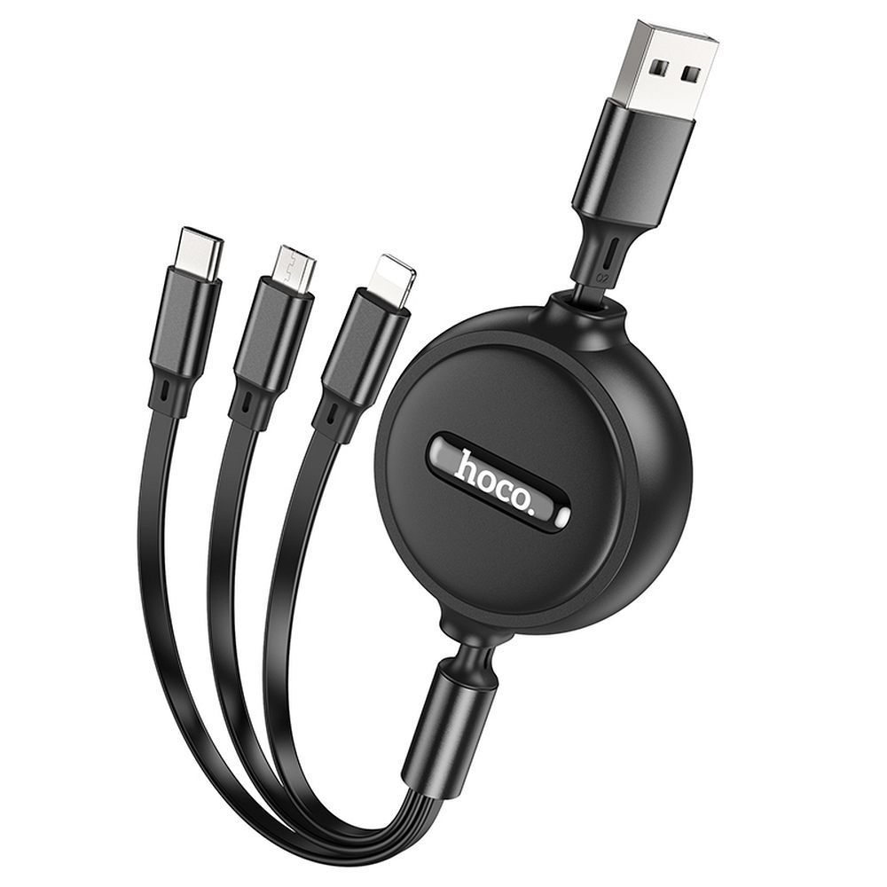 HOCO kabel USB 3v1 do iPhone Lightning 8-pin + Micro + Type C X75 black