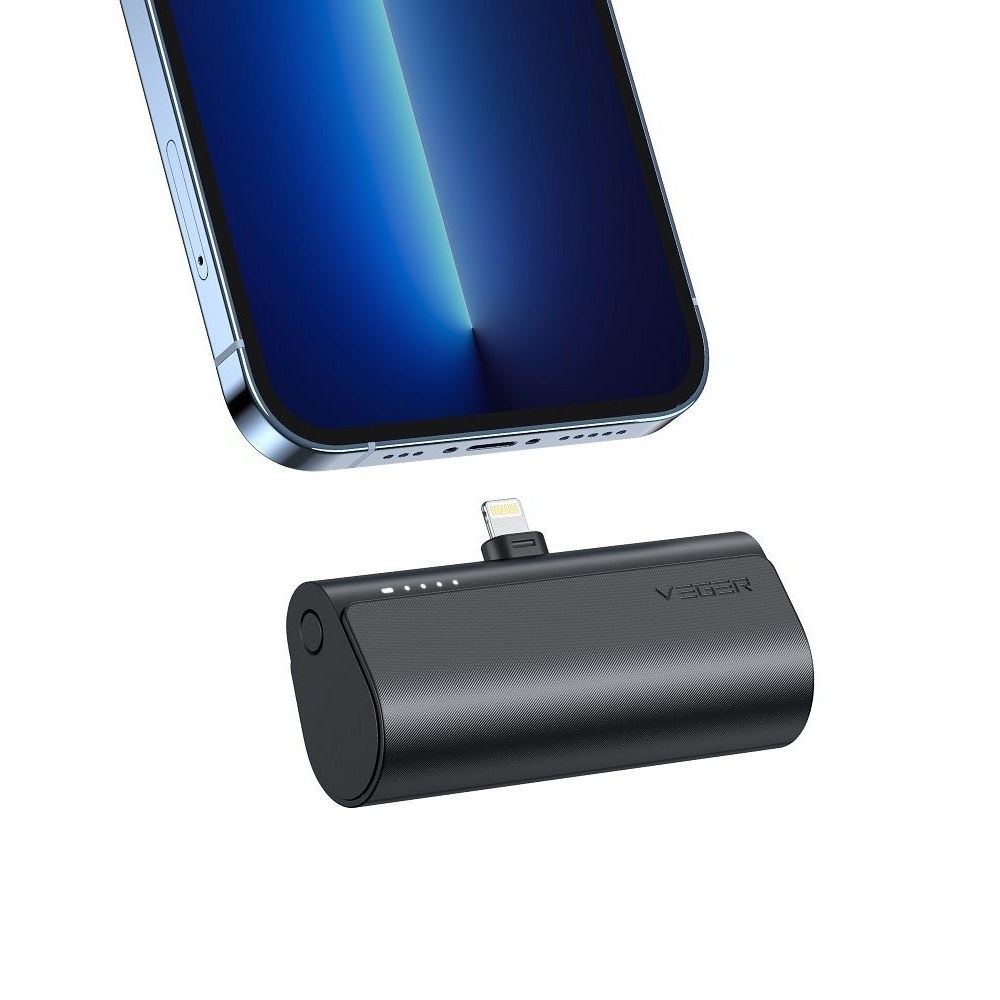 Power Bank VEGER PlugOn - 5000mAh s konektorem pro Lightning 8-pin PD20W black (W0556P)