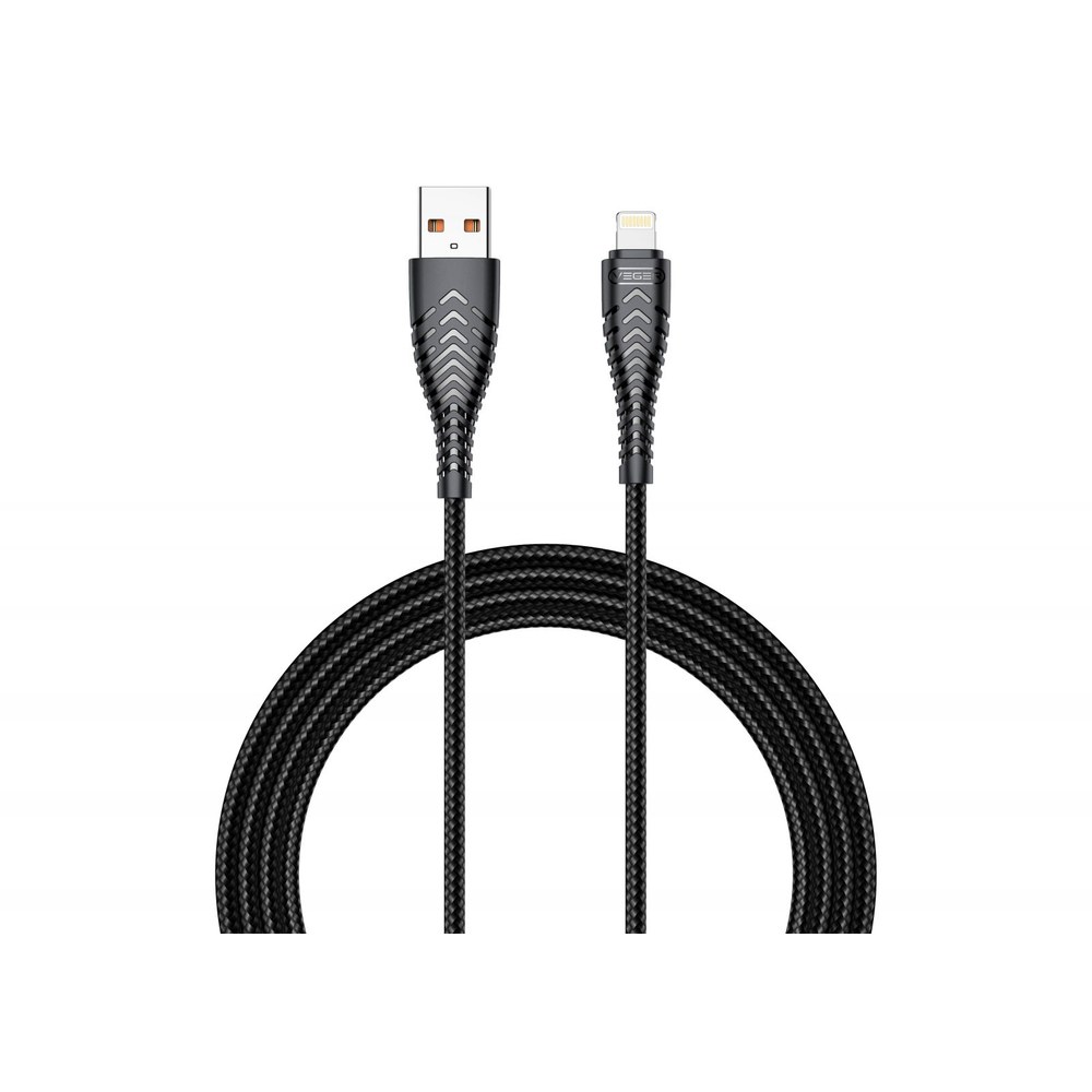 VEGER kabel USB do Apple Lightning 8-pin 2,4A 2,0 V105 1,2m black