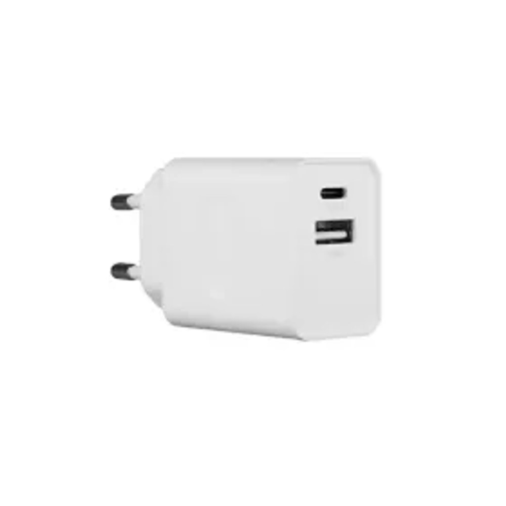 Cestovní nabíječka Dual USB-A + USB-C bílá 30W