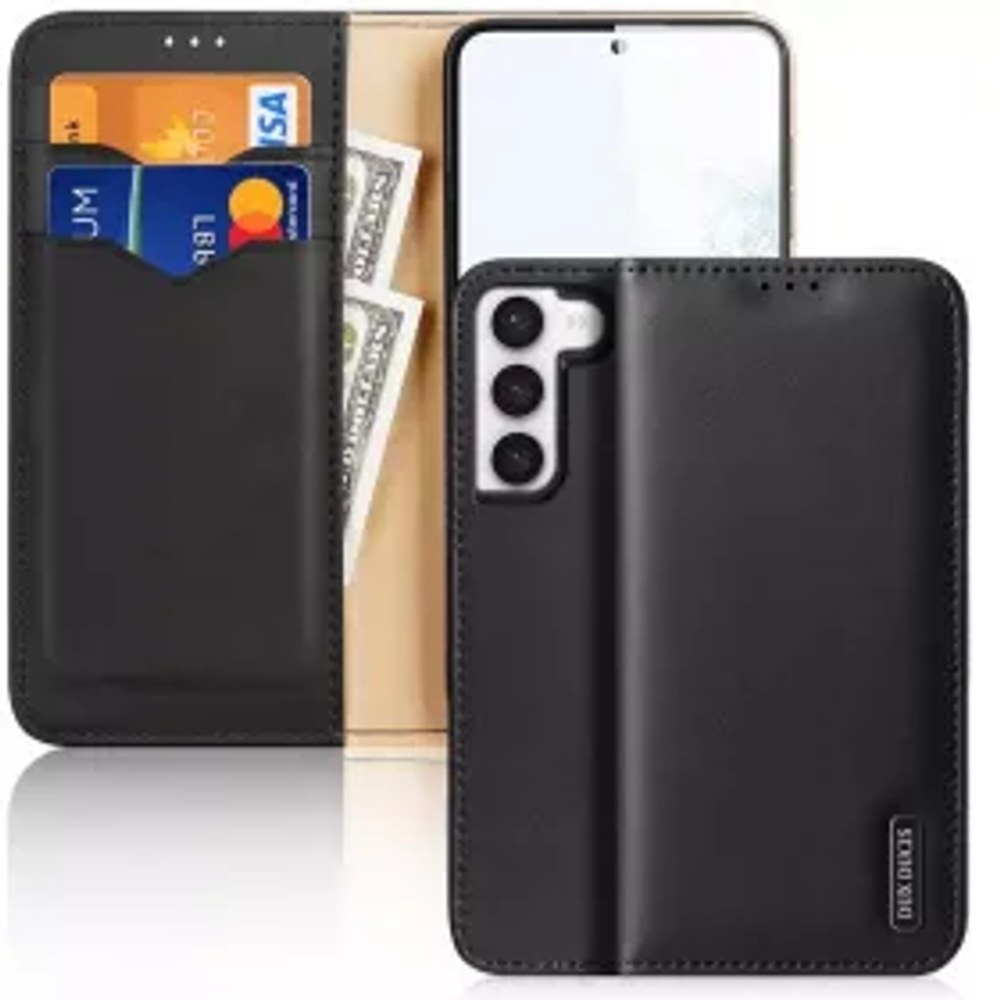 DUX DUCIS Hivo - Kožené pouzdro na peněženku pro Samsung Galaxy S23 Plus černé
