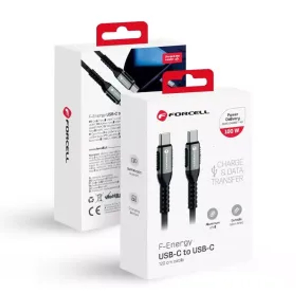 F-ENERGY C260 kabel Typ C až Typ C QC4.0 PD 5A 100W Kábel 1,2 m black