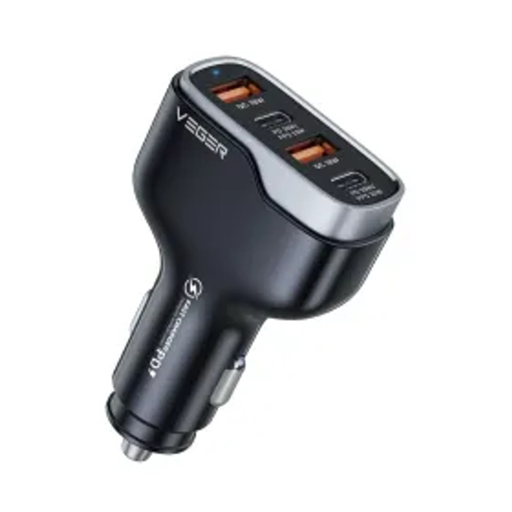 VEGER nabíječka do auta 2xUSB + 2xType C PD 66W CC53-2A2C černá