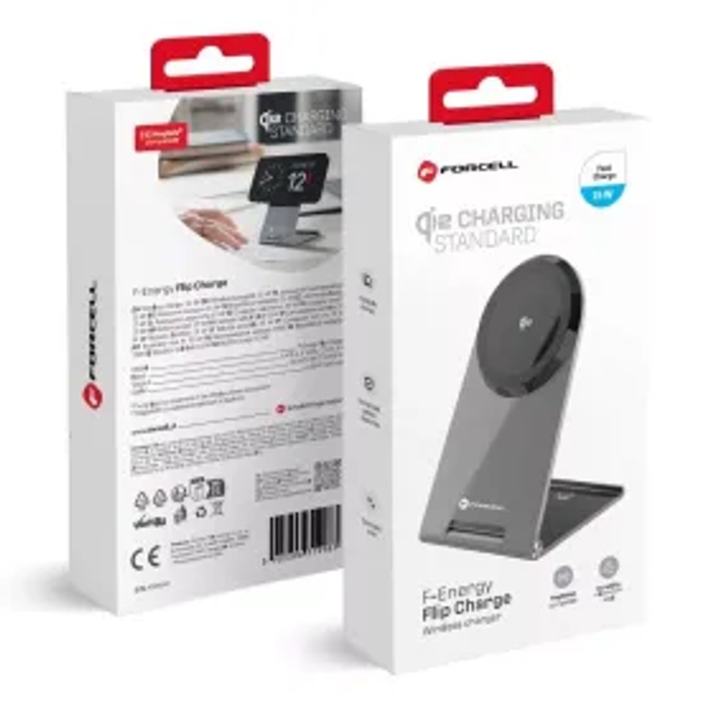 F-ENERGY Flip Charge Qi2 15W bezdrátová nabíječka kompatibilní se stříbrnou MagSafe