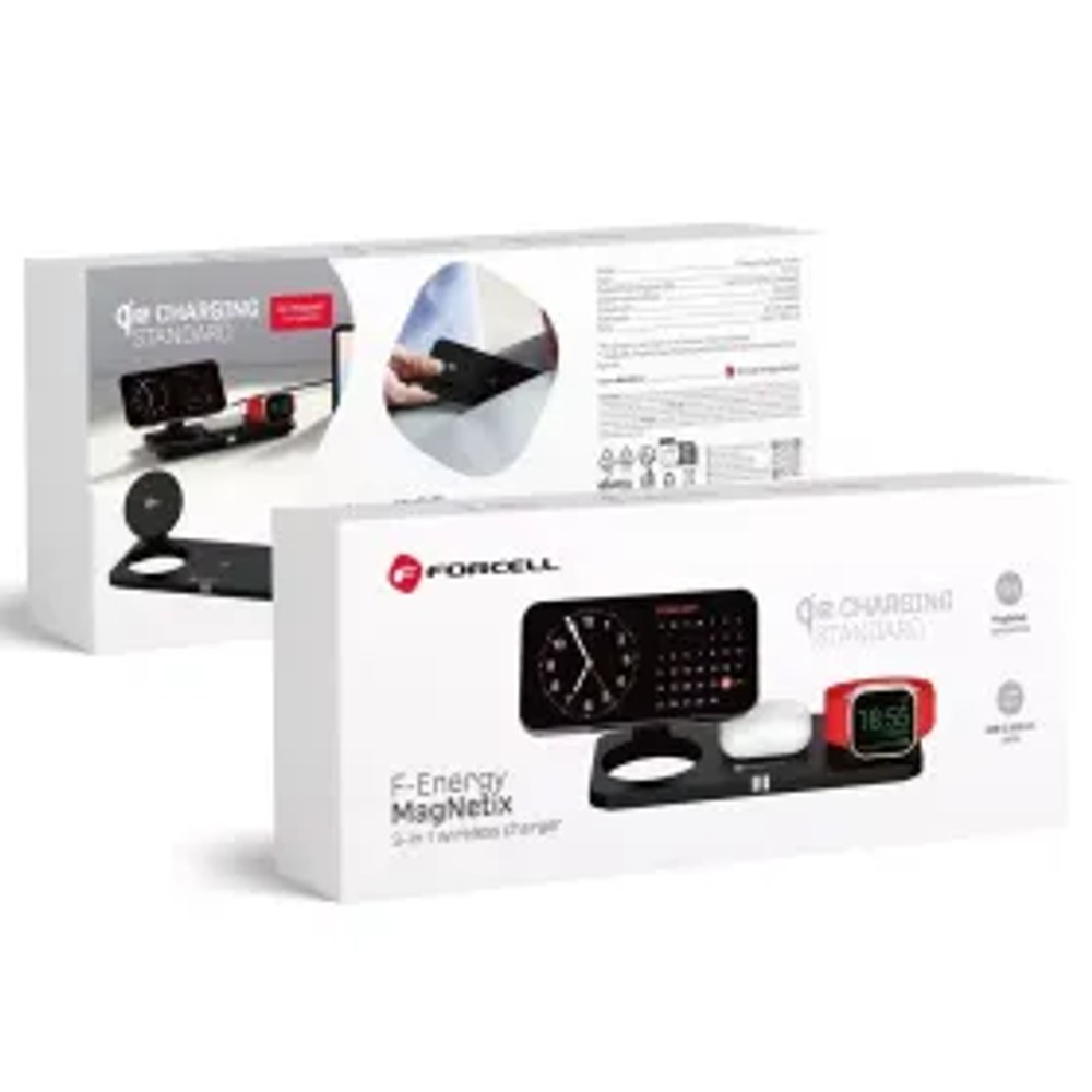 F-ENERGY MagNetix 3w1 Qi2 20,5W bezdrátová nabíječka kompatibilní s MagSafe černá