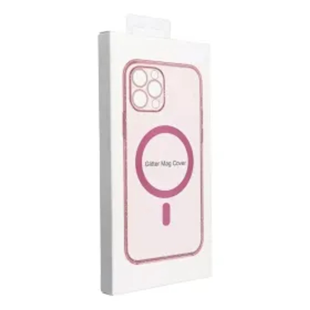 Pouzdro CLEAR MAG COVER s ochranou fotoaparátu kompatibilní s MagSafe pro IPHONE 16 PRO růžové třpytky