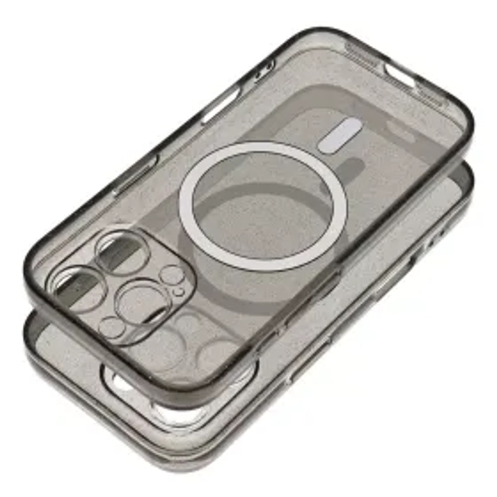 Pouzdro CLEAR MAG COVER s ochranou fotoaparátu kompatibilní s MagSafe pro IPHONE 16 černé třpytky
