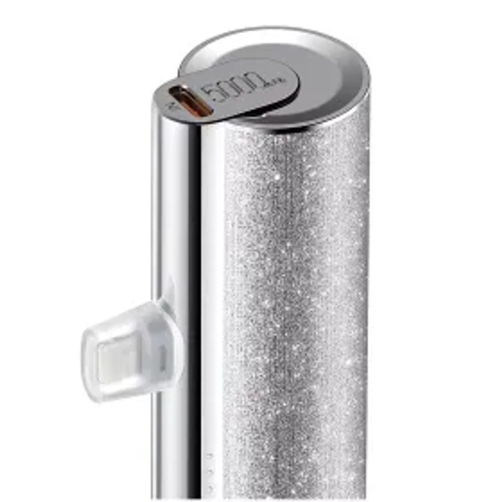 VEGER powerbanka 5000 mAh s vestavěným konektorem Typ C PD QC3.0 2,4A 12W PlugOn (W0573) stříbrná