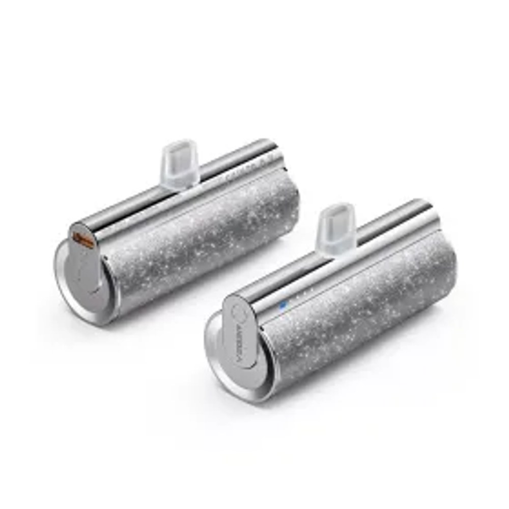 VEGER powerbanka 5000 mAh s vestavěným konektorem Lightning PD QC3.0 2,4A 12W PlugOn (W0573P) stříbrná