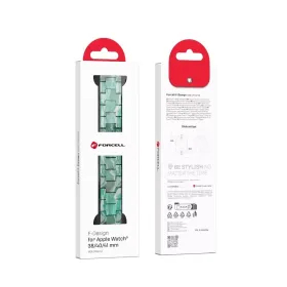 F-DESIGN FA04 mramorový pryskyřičný řemínek pro APPLE Watch 38 / 40 / 41 mm zelený