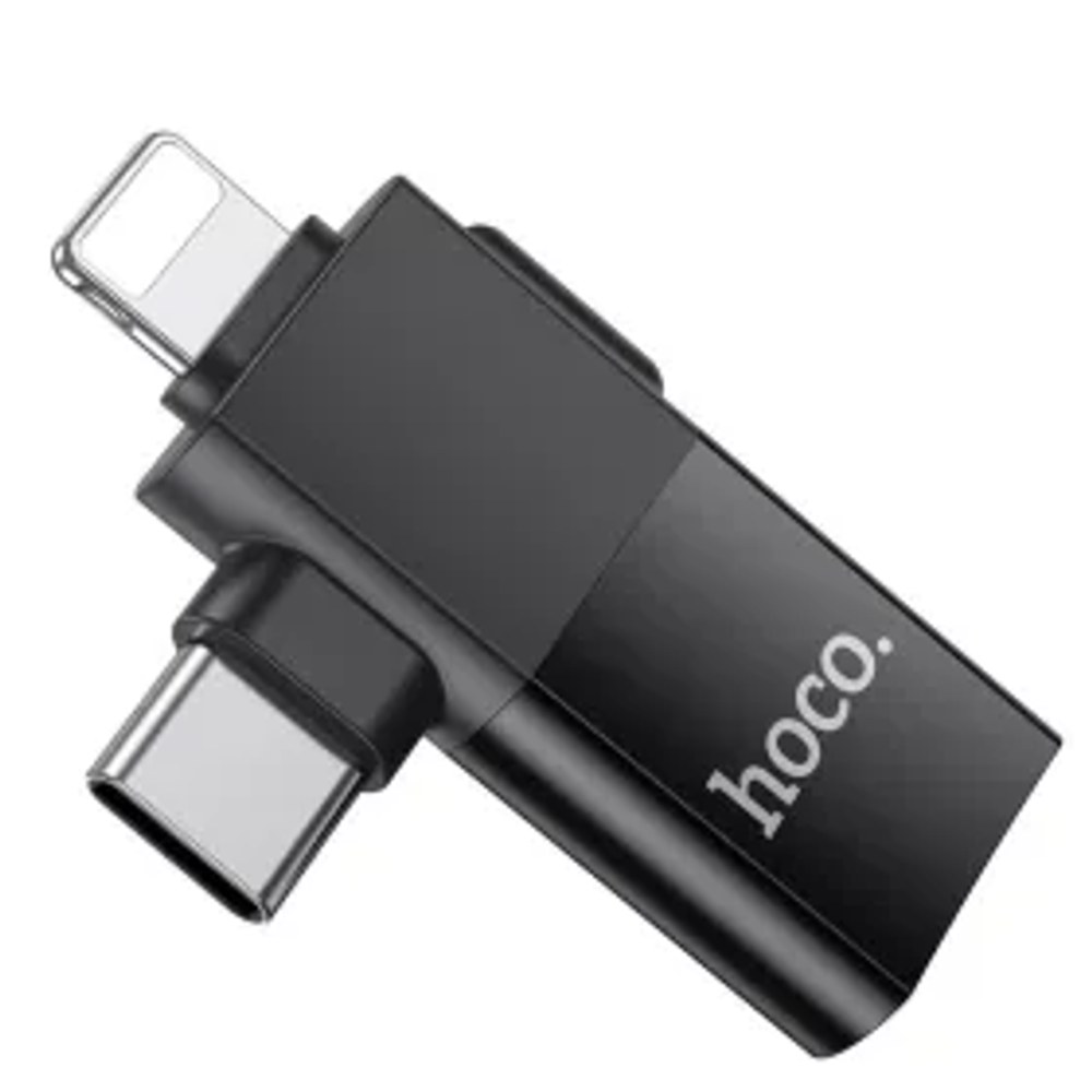 HOCO adaptér OTG typ C (samec) / Lightning (samec) na USB A (samice) 2v1 UA17 black