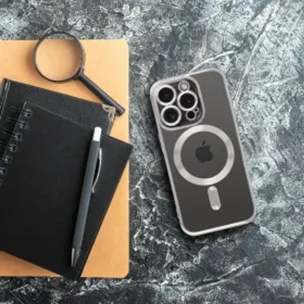 Pouzdro ELECTRO MAG COVER kompatibilní s MagSafe pro IPHONE 16 Pro Max stříbrné