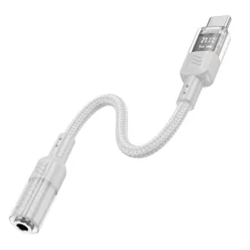 HOCO adaptér transparentní typ C na 3,5mm Spirit LS37 šedý