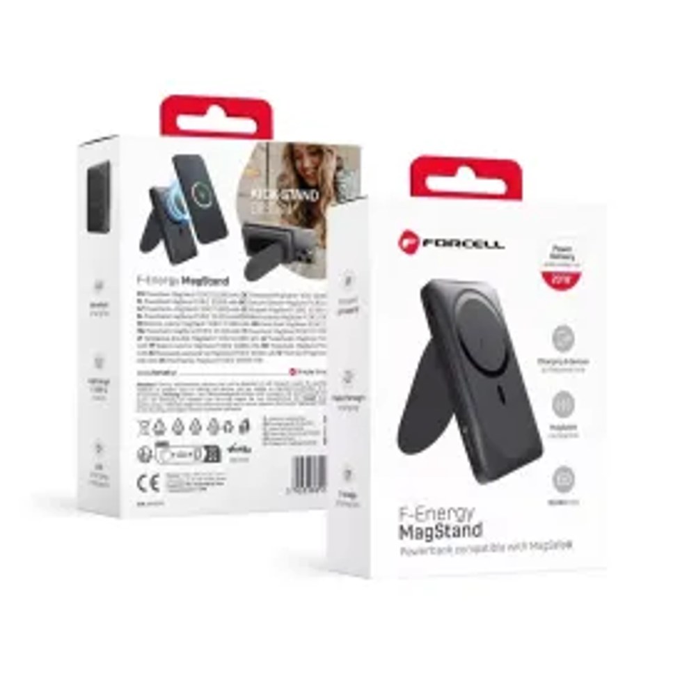 Powerbanka F-ENERGY F10K2 MagStand kompatibilní s MagSafe PD QC3.0 5A 20W 10000 mAh černá