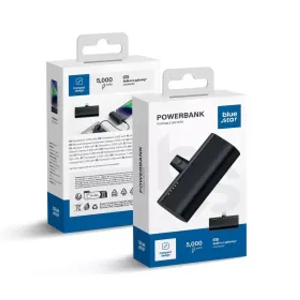 Powerbanka BLUE STAR 5000 mAh s vestavěným konektorem Lightning 2,1A W0556P černá
