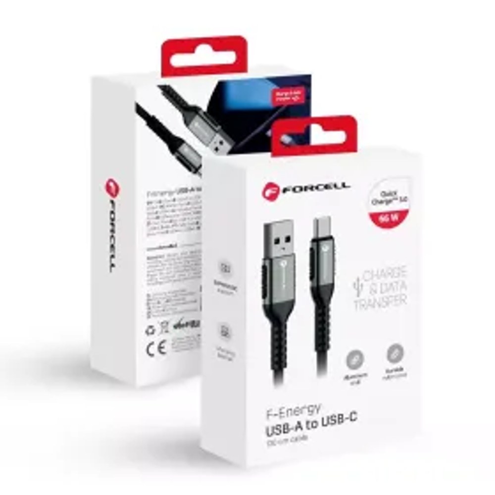 F-ENERGY C256 kabel USB A až Typ C QC3.0 3A 66W Kabel 1,2 m black