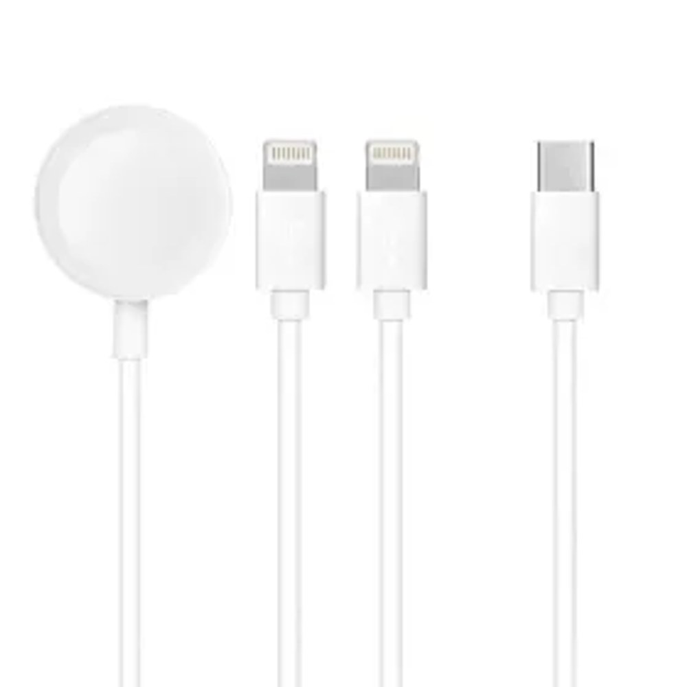 Kabel typu CC 3v1 pro iPhone Lightning 8-pin + iPhone Lightning 8-pin + Apple Watch 3W 1A C3168 bílý