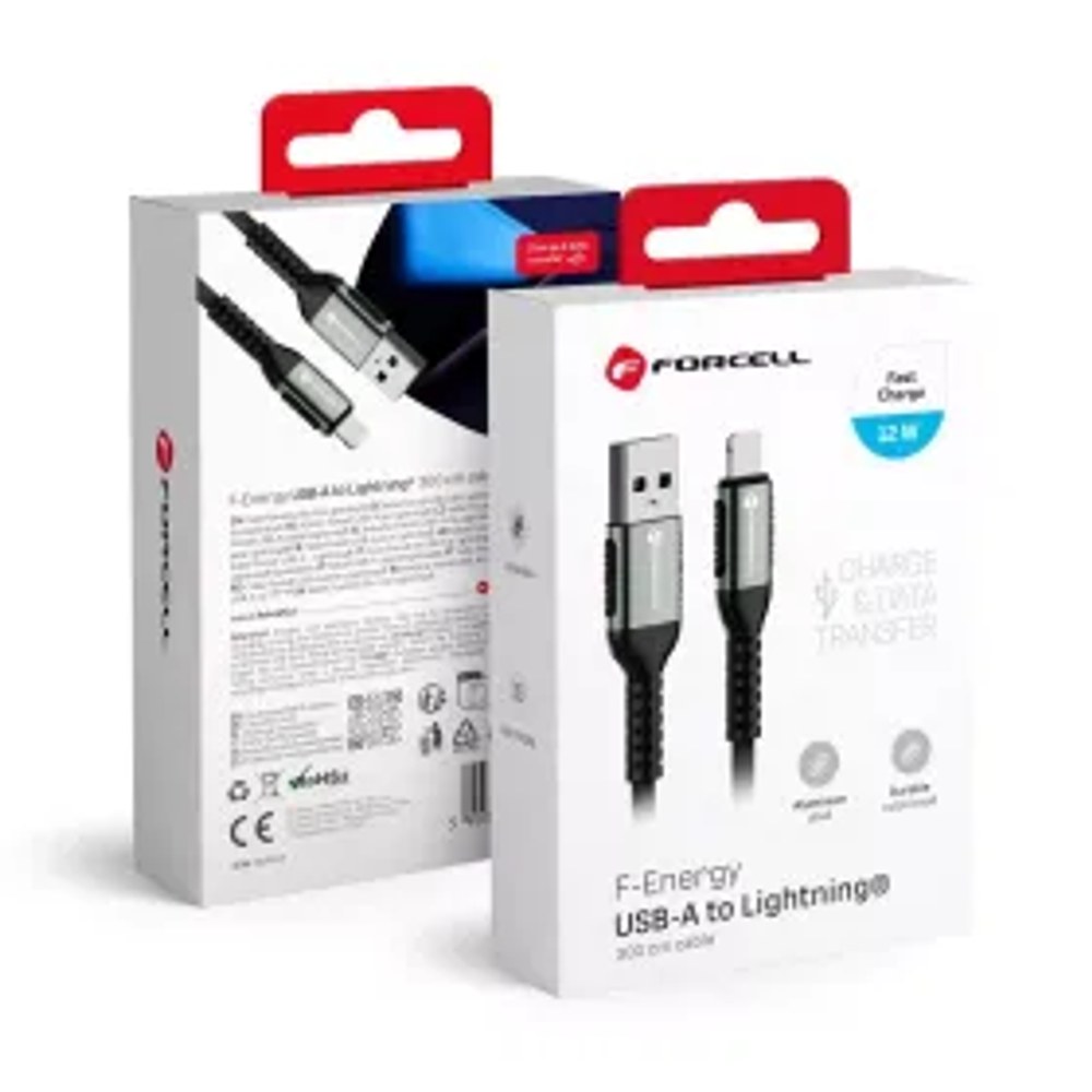F-ENERGY C257 kabel USB A do Lightning 2,4A 12W Cafule 3 m czarny