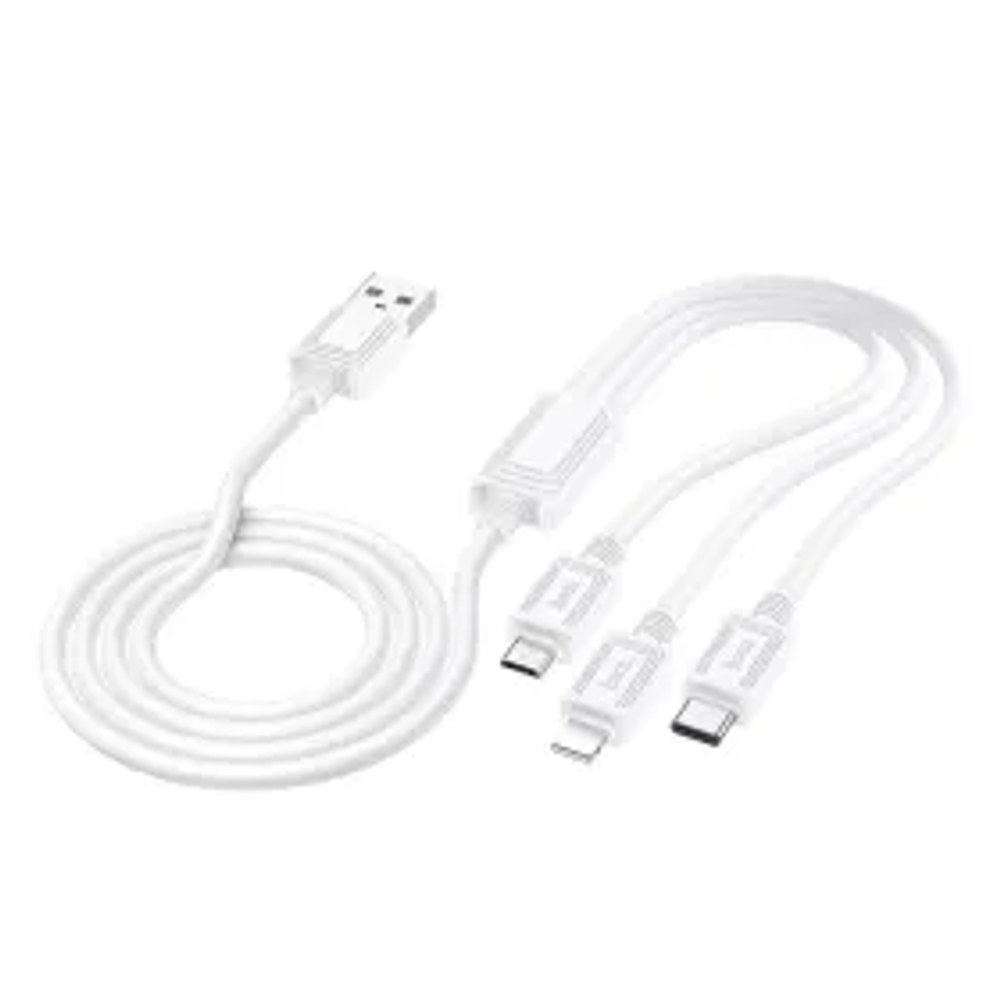 HOCO kabel 3v1 USB A do Lightning / Micro USB / Typ C 2A X76 1 m bílý