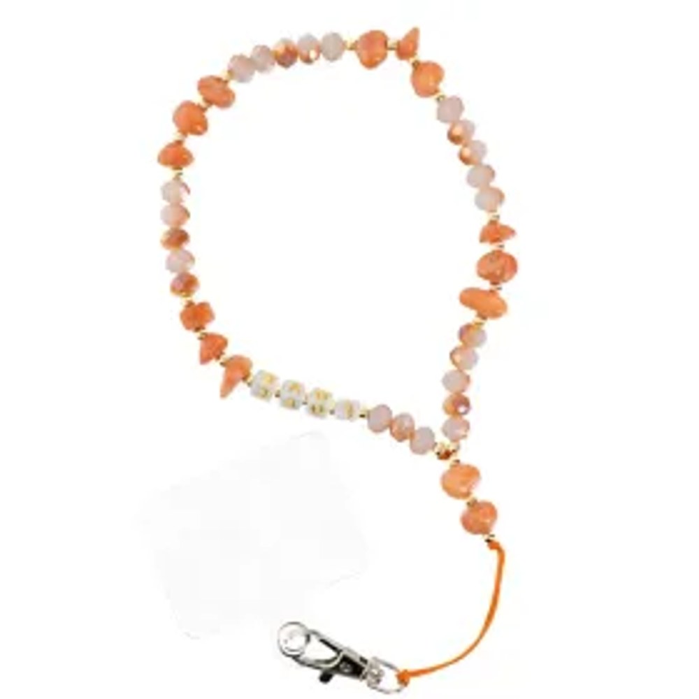 Přívěsek LOVE na telefon / délka kabelu 44cm (22cm do poutka) / na ruku - oranžová
