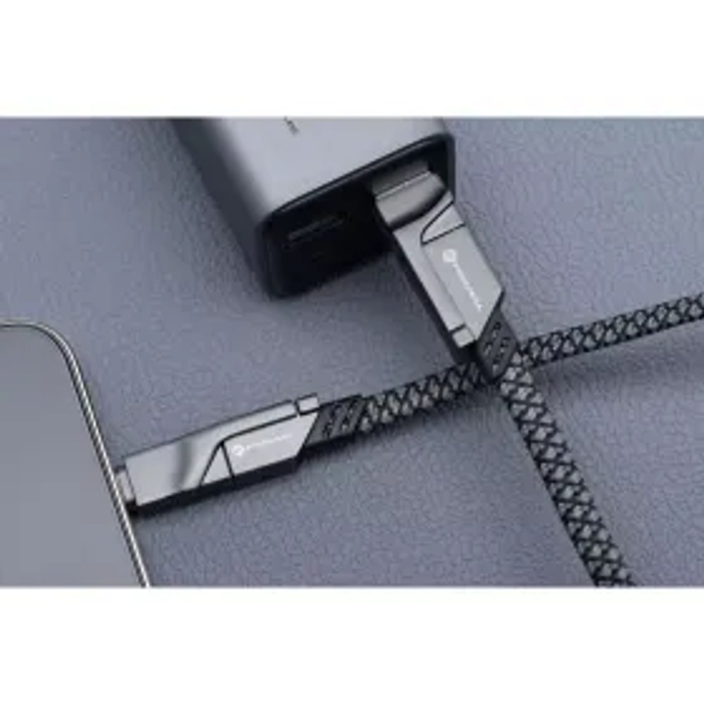 F-ENERGY C241 4v1 kabel Typ C / USB A až Typ C / Lightning QC PD 3A 60W 1 m chrom