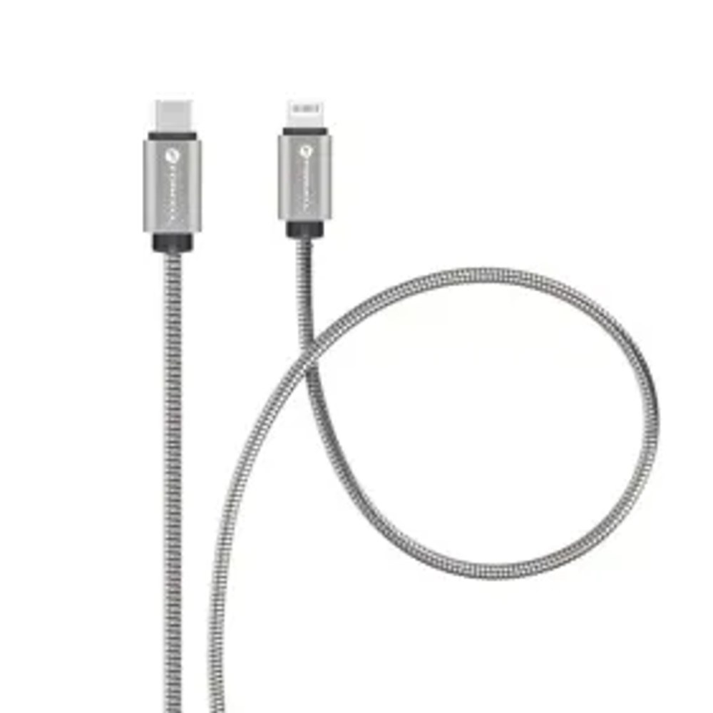 F-ENERGY Kovový kabel C238 Typ C k Lightning PD QC3.0 3A 27W 1 m stříbrný