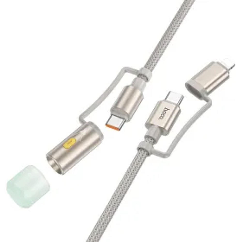 HOCO kabel All-in-one Type C / Lightning to Type C / LED Light PD 3A 60W U138 1,2 m šedý
