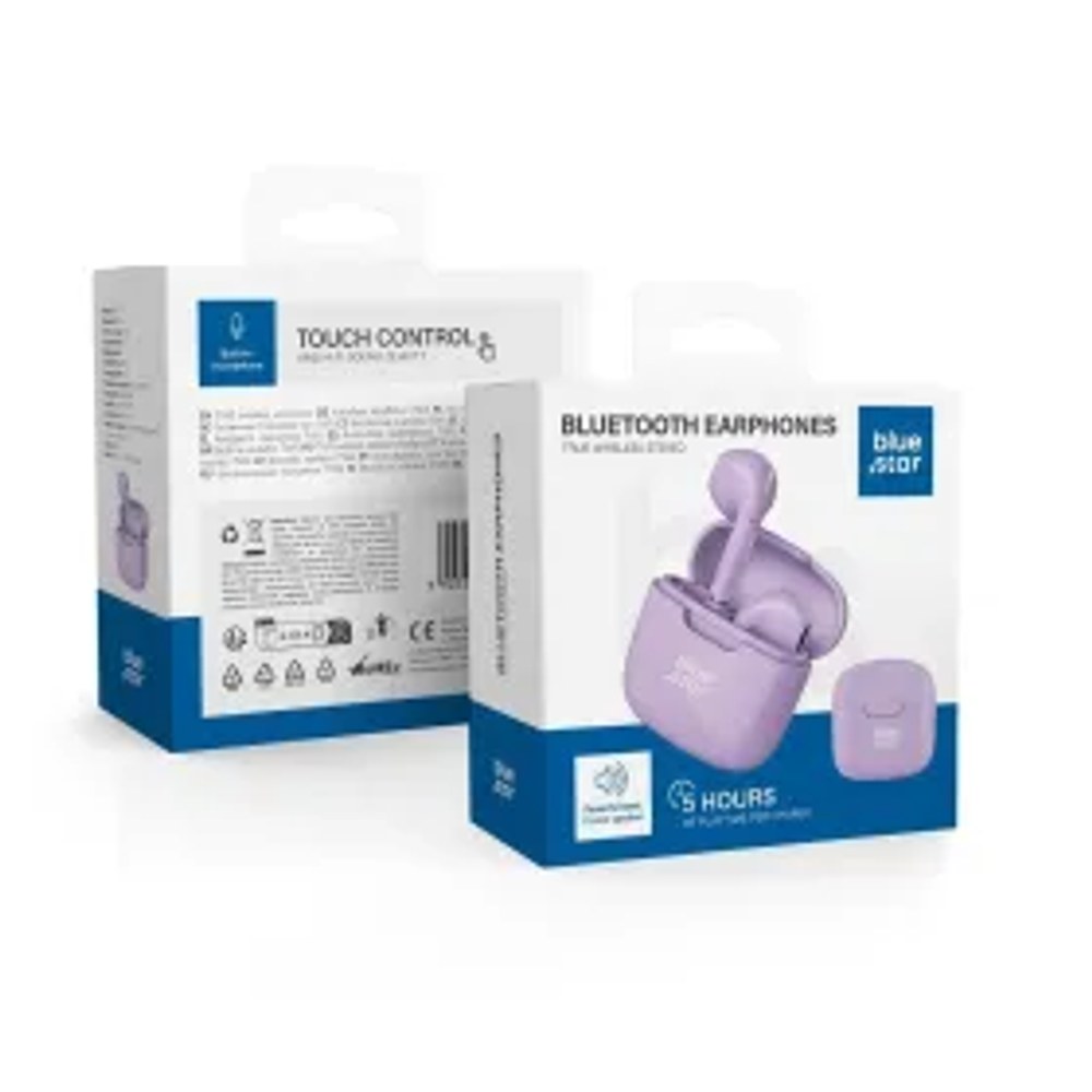 BLUE STAR bezdrátová sluchátka bluetooth TWS FI7 fialová