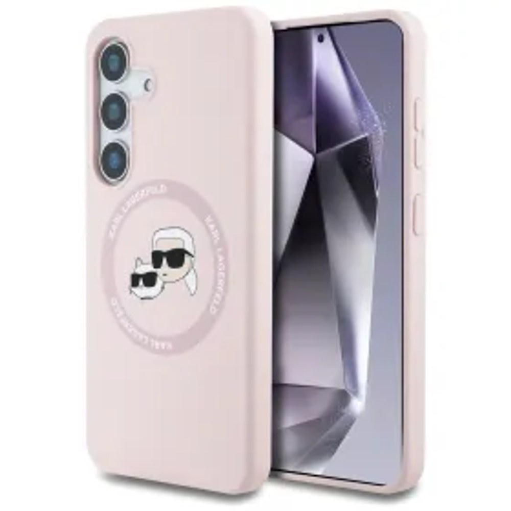 KARL LAGERFELD pouzdro pro SAMSUNG S25 Plus KLHMS25MSKCHTCP (Magnetic Silicone Double Heads) růžové