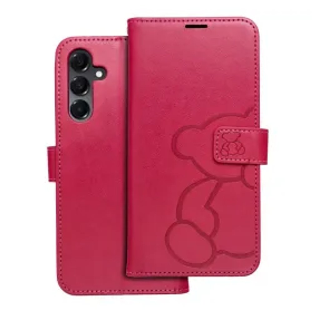 MEZZO Pouzdro na knihy pro SAMSUNG A16 5G medvídek magenta
