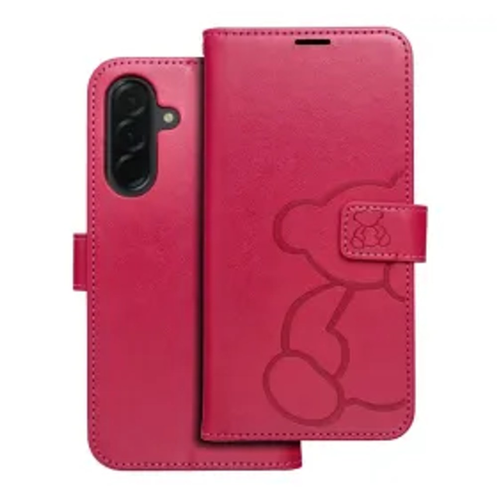 MEZZO Pouzdro na knihy pro SAMSUNG A36 5G medvídek magenta