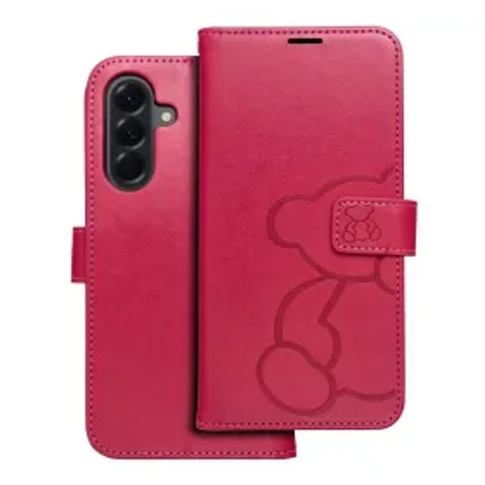 MEZZO Pouzdro na knihy pro SAMSUNG A56 5G medvídek magenta