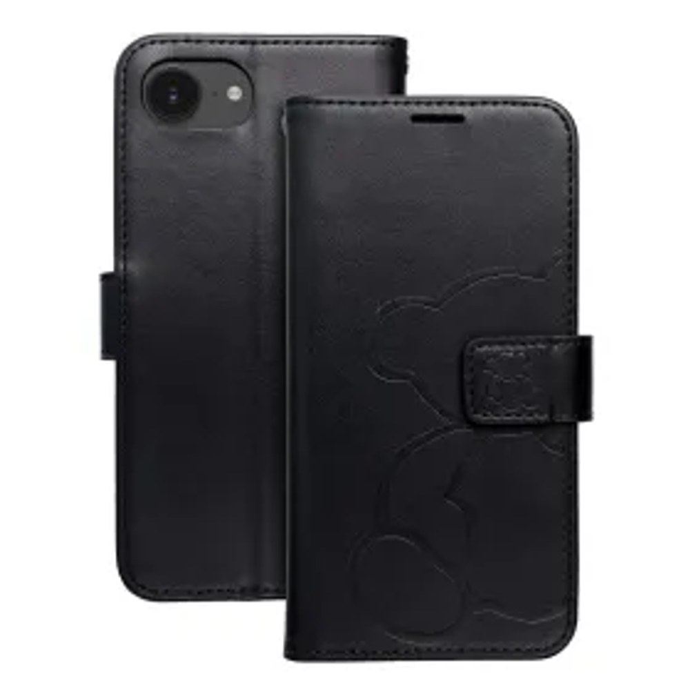 MEZZO Pouzdro typu kniha pro IPHONE 16e (SE 4 2025) medvídek černý