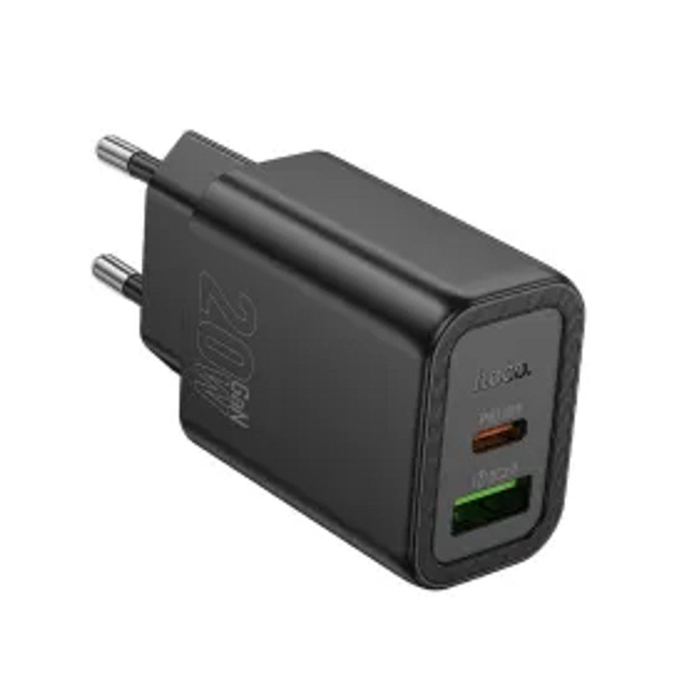 Nástěnná nabíječka HOCO USB A + typ C PD QC3.0 3A 20W N61 černá
